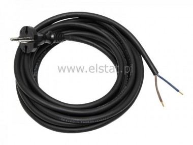 Kabel sieciowy; 5m ( 2x1,5mm )  czarny guma HQ
