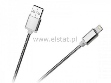 Kabel USB - IPOD  IPHONE  1m biay; plecionka