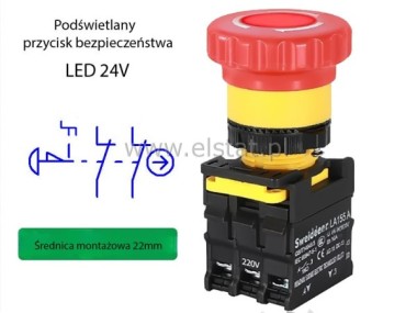Podwietlany przycisk doniowy; LED; 24V; 2x NC