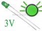 LED 3mm  migajca zielona  20mc; 3V