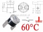 Termostat bimetaliczny 250VAC 10A 60C pionowy NC