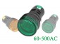 Woltomierz okrgy LED zielony 60-500V AC 