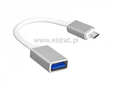 Kabel  GN USB - WT micro USB;  20cm OTG; srebrny