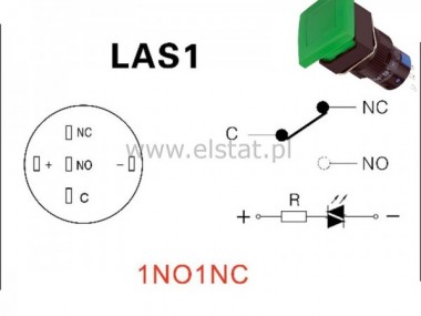Przycisk chwilowy LAS1-ADJ-11- zielony GRZYB