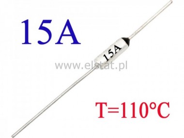 Bezpiecznik termiczny 15A; 110C; axialny; THT