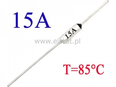 Bezpiecznik termiczny 15A; 85C; axialny; THT