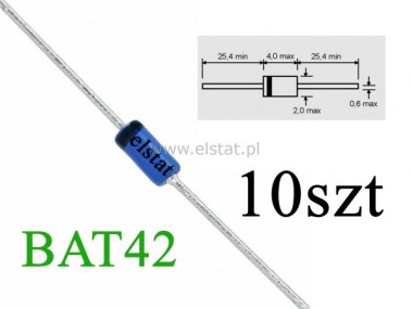 Dioda Schottky BAT42; 0,2A; 30V; 7pF; DO35; 10szt