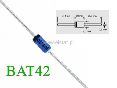 Dioda Schottky  BAT 42  0,2A   30V  7pF DO35; 1szt
