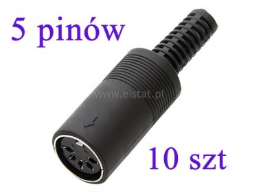 Gnizado DIN 5 pin; 180 st; na kabel; 10szt