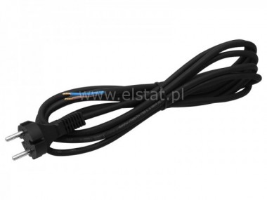 Kabel sieciowy, 3m ( 2x1.0mm) czarny, guma; HQ