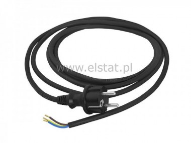 Kabel sieciowy, 5m ( 3x1.0mm) czarny, guma HQ