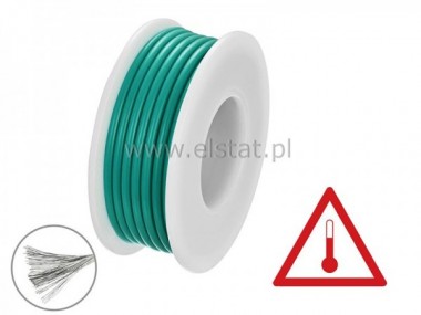 Kabel silikonowy - zielony; cynowana mied 0,5mm2