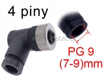 K�towe z��cze czujnika 4 piny; �e�skie M12; PG9