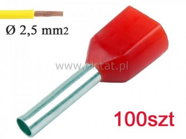 Kocwka izolowana  2x2,5 L= 10mm czerwona 100szt 