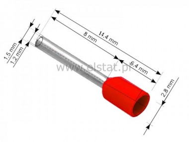 Ko�c�wka rurkowa izolowana  0,75 L= 8mm  ( 10szt )