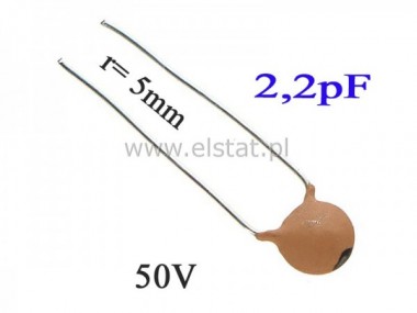 Kondensator ceramiczny dyskowy  2,2pF  50V; 5mmm