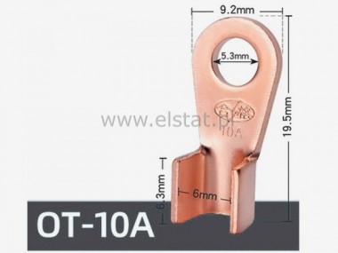 Konektor oczko 5mm; mied; kabel do16mm2; 10A; 2x