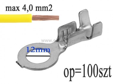 Konektor oczkowy; metal; 12mm; kabel 4mm2 (100szt)