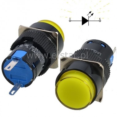 Kontrolka  AD16-16A, żółta LED, 12V obud. PCV
