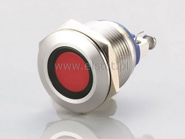 Kontrolka LED 12V  metalowa czerwona fi=19mm