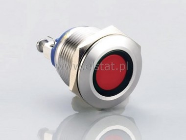 Kontrolka LED 22mm 12V metalowa czerwona