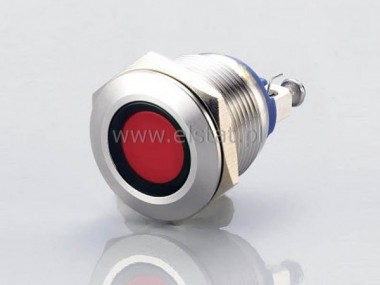 Kontrolka LED 22mm 230V metalowa czerwona