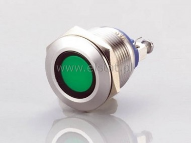 Kontrolka LED 22mm 230V metalowa zielona