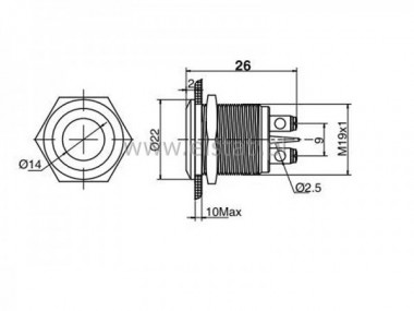 Kontrolka LED 22mm 230V metalowa zielona