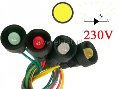 Kontrolka  żółta  LED 10mm   230VAC, montaż fi 13