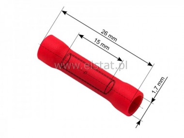 Łącznik kabla izolowany  czerwony 1,7/26mm; 10szt