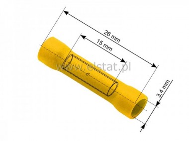 Łącznik kabla izolowany  żółty 3,4/26mm 