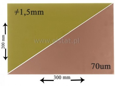 Laminat 1,5mm 200x300mm, 1-stronny, FR4 35/0