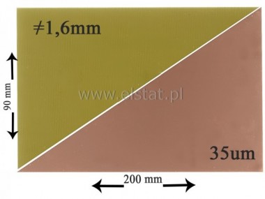 Laminat 1,60mm; 90x200mm; FR4; 35/0 mikronw