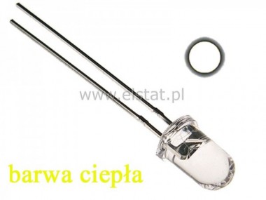 LED 5mm; ciepa biaa (2800K) 12000mcd