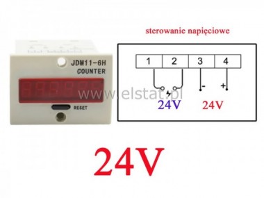 Licznik impuls�w; 24V; 6 cyfr; napi�ciowe 24V DC