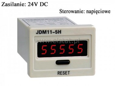 Llicznik imp. JDM11-5H 24V DC  LED 5-cyfr na panel