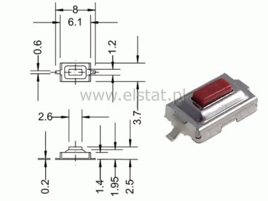 MicroSwitch SMD 6,1x3,7mm h-2,5mm ( 0,55mm ) 260gf