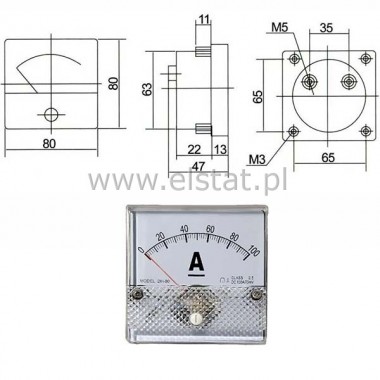 Miernik analogowy amperomierz 100A 