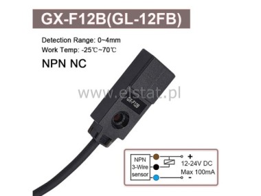 Mini czujnik indukcyjny; NPN; NC; strefa 4mm