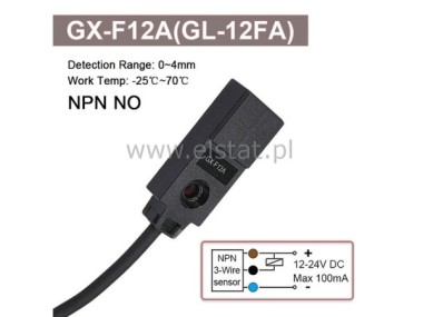 Mini czujnik indukcyjny; NPN; NO; strefa 4mm