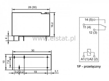 Przekanik 1 x styk prze. 5V  8A   RM 96P 