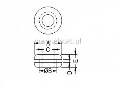 Przepust kablowy; guma; czarny; 4mm