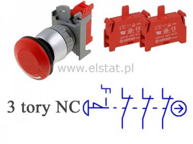 Przycisk d�oniowy z blokad� ( 3xNC ) GRZYB 3 fazy