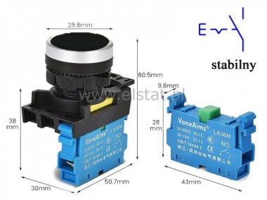 Przycisk stabilny; czarny; bez pod�w. NO 