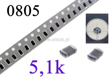 Rezystor 5,1K-0805; SMD;  0,1W; rolka 5000szt