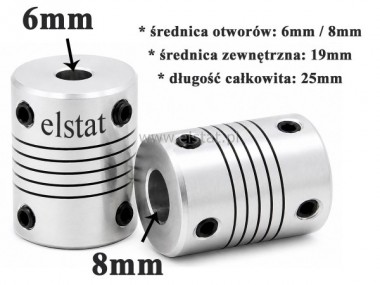 Sprz�g�o elastyczne aluminiowe enkodera; 6mm/8mm