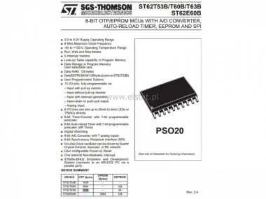 ST62T63B mikrokontroler: eeprom; SO20 SMD