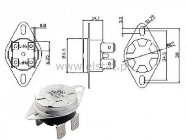 Termiczny wycznik; 20A/250V 90C; NC podwjny