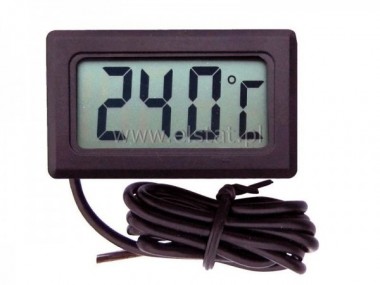 Termometr LCD  panelowy; -50 do 290st.C czarny; 1m