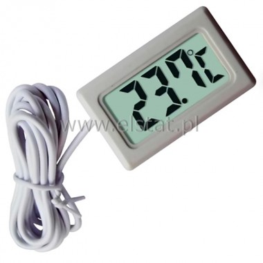 Termometr LCD  panelowy -50 do 290st.C; biały; 1m